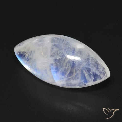 Pietra di luna arcobaleno Bianco bluastro naturale da 10.03 ct, Taglio marquise, Trasparente