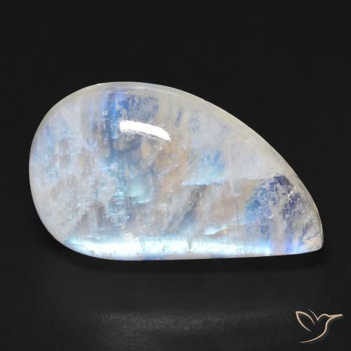 18.42ct Naturale Bianco bluastro Pietra di luna arcobaleno, Taglio a fantasia, Trasparente