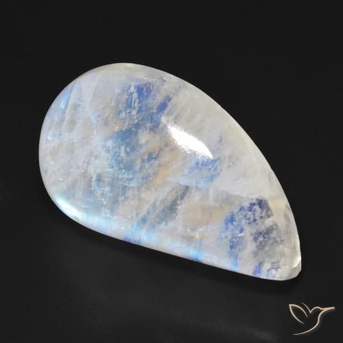 Pietra di luna arcobaleno Bianco bluastro naturale da 18.42 ct, Taglio a fantasia, Trasparente