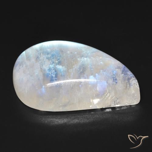 Pietra di luna arcobaleno Bianco bluastro naturale da 18.42 ct, Taglio a fantasia, Trasparente