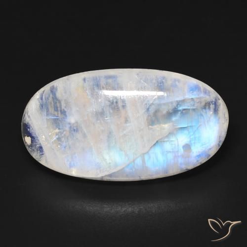 13.18ct Naturale Bianco bluastro Pietra di luna arcobaleno, Ovale, Trasparente