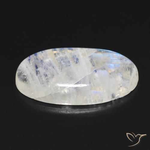 Pietra di luna arcobaleno Bianco bluastro naturale da 13.18 ct, Ovale, Trasparente
