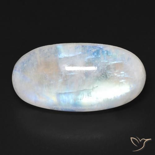 11.77ct Naturale Bianco bluastro Pietra di luna arcobaleno, Ovale, Trasparente