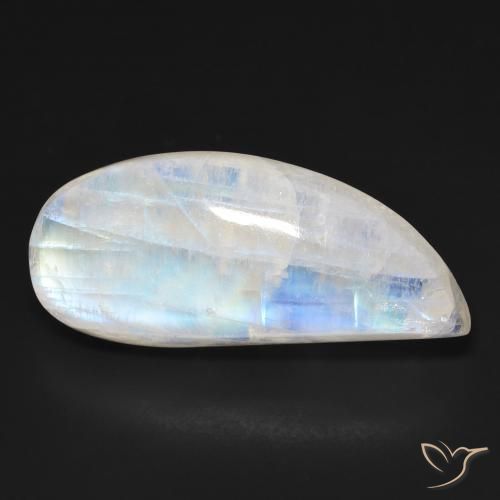 20.59ct Naturale Bianco bluastro Pietra di luna arcobaleno, Taglio a fantasia, Trasparente