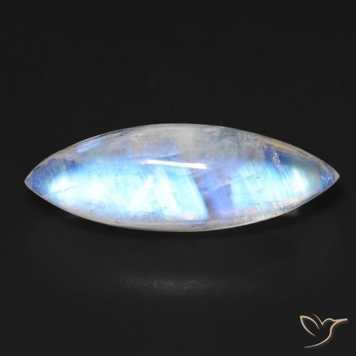 12.50ct Naturale Bianco bluastro Pietra di luna arcobaleno, Taglio marquise, Trasparente