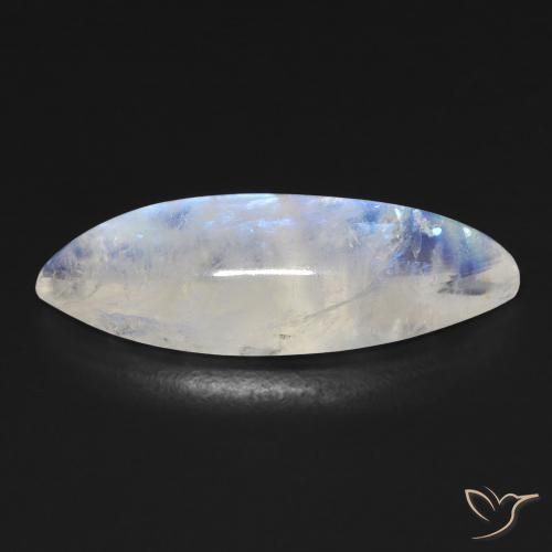Pietra di luna arcobaleno Bianco bluastro naturale da 12.50 ct, Taglio marquise, Trasparente