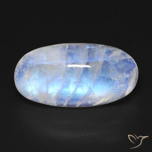 14.37ct Naturale Bianco bluastro Pietra di luna arcobaleno, Ovale, Trasparente