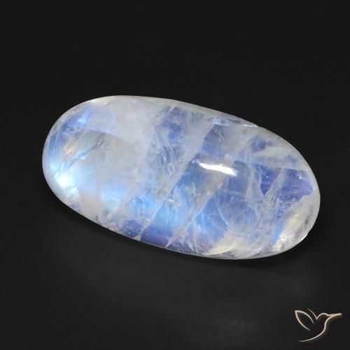 Pietra di luna arcobaleno Bianco bluastro naturale da 14.37 ct, Ovale, Trasparente