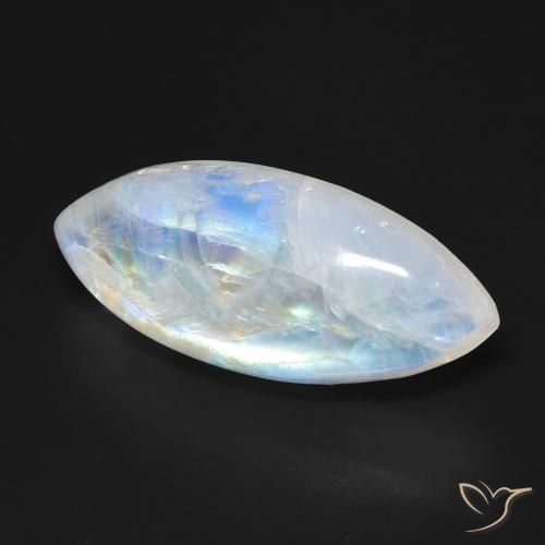 Pietra di luna arcobaleno Bianco bluastro naturale da 12.26 ct, Taglio marquise, Trasparente