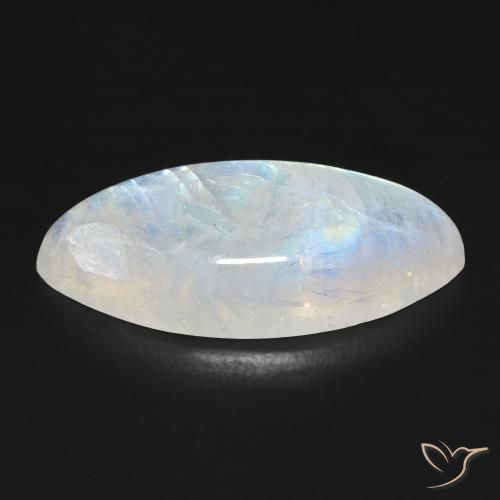 Pietra di luna arcobaleno Bianco bluastro naturale da 12.26 ct, Taglio marquise, Trasparente