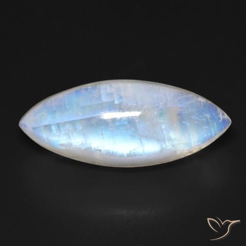 18.46ct Naturale Bianco bluastro Pietra di luna arcobaleno, Taglio marquise, Trasparente