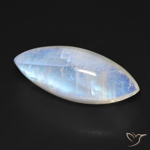 Pietra di luna arcobaleno Bianco bluastro naturale da 18.46 ct, Taglio marquise, Trasparente