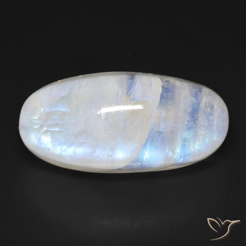 21.21ct Naturale Bianco bluastro Pietra di luna arcobaleno, Ovale, Trasparente