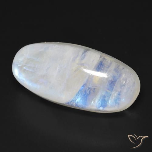 Pietra di luna arcobaleno Bianco bluastro naturale da 21.21 ct, Ovale, Trasparente