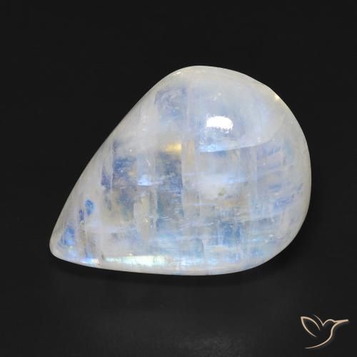 Pietra di luna arcobaleno Bianco bluastro naturale da 20.29 ct, Forma a pera, Trasparente