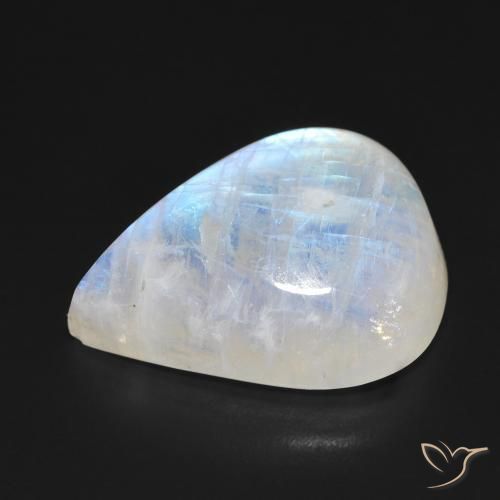 Pietra di luna arcobaleno Bianco bluastro naturale da 20.29 ct, Forma a pera, Trasparente