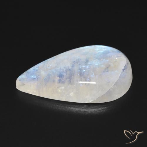 Pietra di luna arcobaleno Bianco bluastro naturale da 11.76 ct, Forma a pera, Trasparente