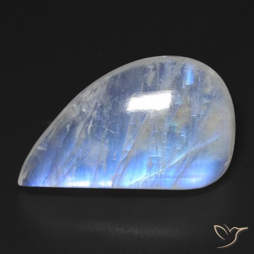 23.19ct Naturale Bianco bluastro Pietra di luna arcobaleno, Taglio a fantasia, Trasparente
