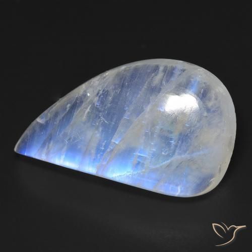 Pietra di luna arcobaleno Bianco bluastro naturale da 23.19 ct, Taglio a fantasia, Trasparente