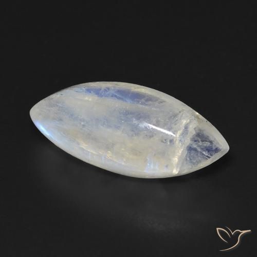 Pietra di luna arcobaleno Bianco bluastro naturale da 6.63 ct, Taglio marquise, Trasparente