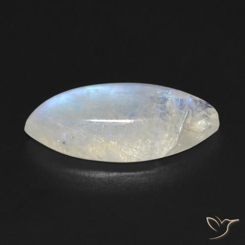 Pietra di luna arcobaleno Bianco bluastro naturale da 6.63 ct, Taglio marquise, Trasparente