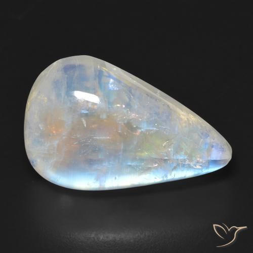 Pietra di luna arcobaleno Bianco bluastro naturale da 23.12 ct, Forma a pera, Trasparente