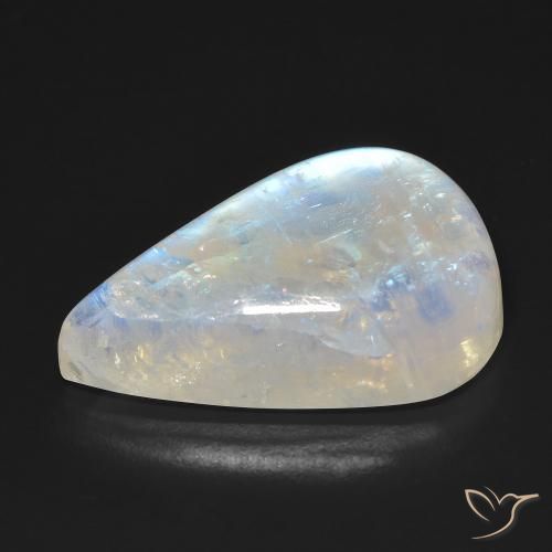 Pietra di luna arcobaleno Bianco bluastro naturale da 23.12 ct, Forma a pera, Trasparente