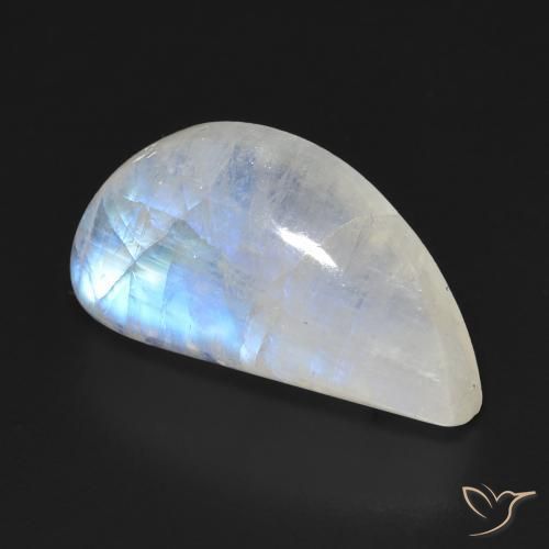 Pietra di luna arcobaleno Bianco bluastro naturale da 10.97 ct, Taglio a fantasia, Trasparente