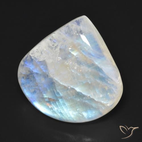 Pietra di luna arcobaleno Bianco bluastro naturale da 16.66 ct, Forma a pera, Trasparente