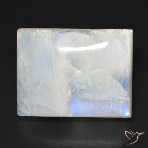34.86ct Naturale Bianco bluastro Pietra di luna arcobaleno, Taglio a baguette, Trasparente