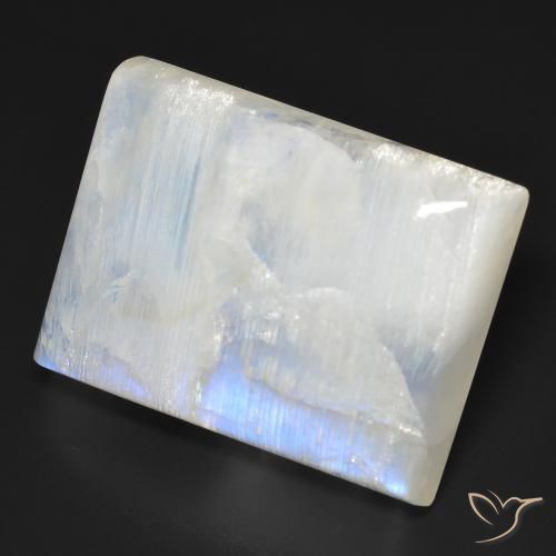 Pietra di luna arcobaleno Bianco bluastro naturale da 34.86 ct, Taglio a baguette, Trasparente