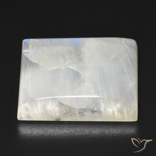 Pietra di luna arcobaleno Bianco bluastro naturale da 34.86 ct, Taglio a baguette, Trasparente