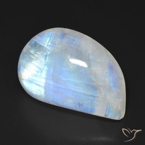 Pietra di luna arcobaleno Bianco bluastro naturale da 18.29 ct, Taglio a fantasia, Trasparente
