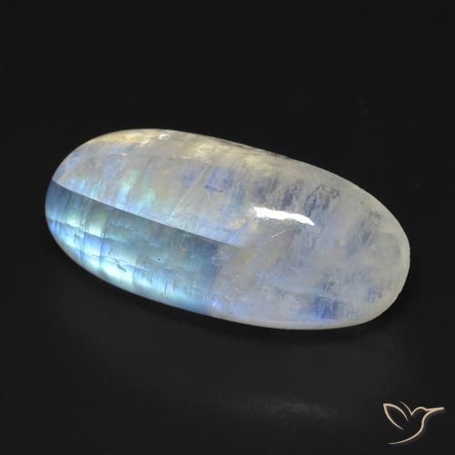 Pietra di luna arcobaleno Bianco bluastro naturale da 13.15 ct, Ovale, Trasparente
