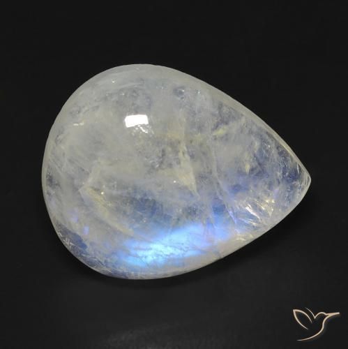 Pietra di luna arcobaleno Bianco bluastro naturale da 9.08 ct, Forma a pera, Trasparente