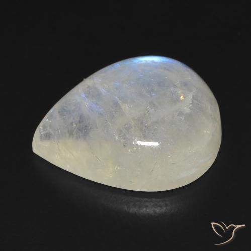 Pietra di luna arcobaleno Bianco bluastro naturale da 9.08 ct, Forma a pera, Trasparente