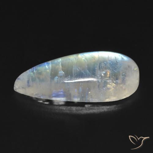 Pietra di luna arcobaleno Bianco bluastro naturale da 7.01 ct, Forma a pera, Trasparente