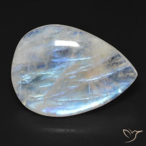 Pietra di luna arcobaleno Bianco bluastro naturale da 17.01 ct, Forma a pera, Trasparente