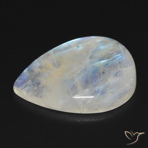 Pietra di luna arcobaleno Bianco bluastro naturale da 17.01 ct, Forma a pera, Trasparente