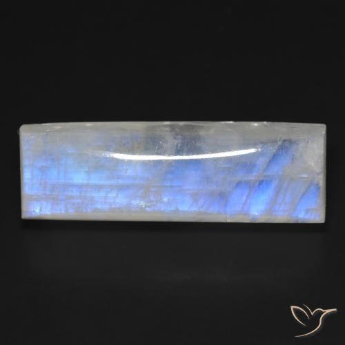 32.48ct Naturale Bianco bluastro Pietra di luna arcobaleno, Taglio a baguette, Trasparente