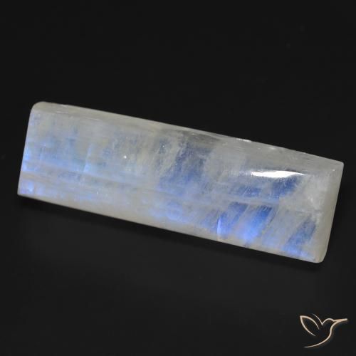 Pietra di luna arcobaleno Bianco bluastro naturale da 32.48 ct, Taglio a baguette, Trasparente