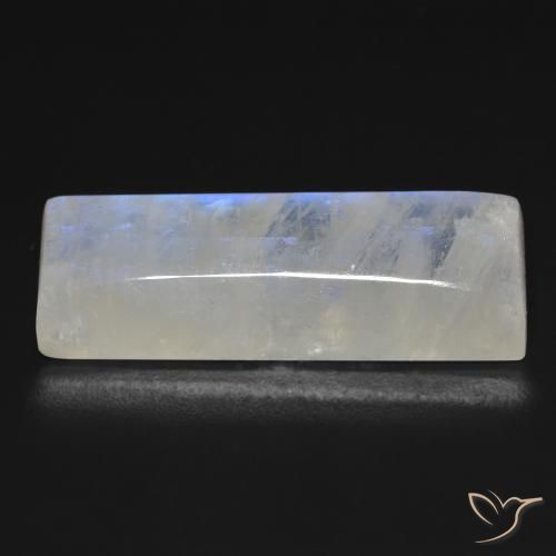 Pietra di luna arcobaleno Bianco bluastro naturale da 32.48 ct, Taglio a baguette, Trasparente