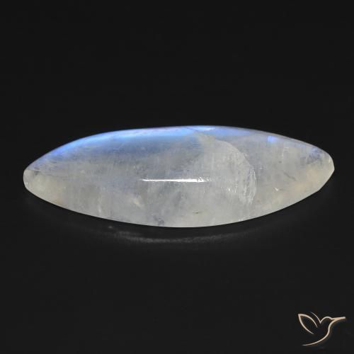 Pietra di luna arcobaleno Bianco bluastro naturale da 15.56 ct, Taglio marquise, Trasparente