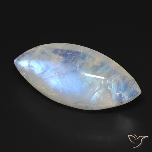 Pietra di luna arcobaleno Bianco bluastro naturale da 17.99 ct, Taglio marquise, Trasparente