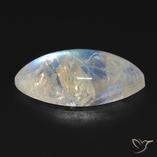 Pietra di luna arcobaleno Bianco bluastro naturale da 9.87 ct, Taglio marquise, Trasparente