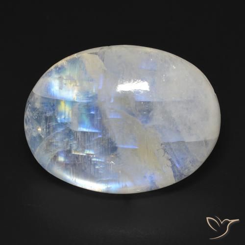 20.42ct Naturale Bianco bluastro Pietra di luna arcobaleno, Ovale, Trasparente