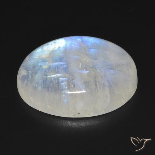 Pietra di luna arcobaleno Bianco bluastro naturale da 20.42 ct, Ovale, Trasparente