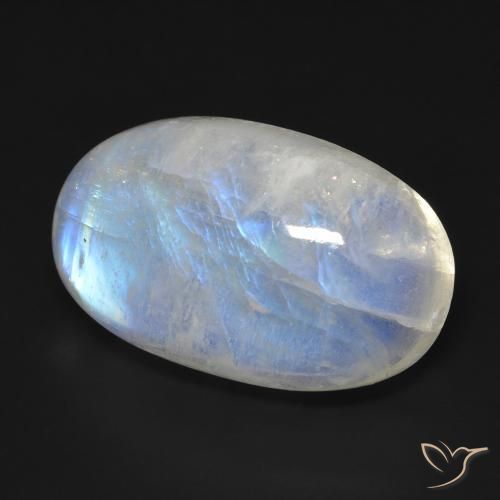 Pietra di luna arcobaleno Bianco bluastro naturale da 19.40 ct, Ovale, Trasparente
