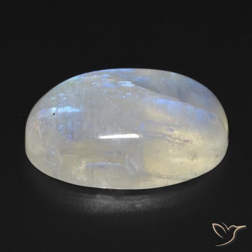 Pietra di luna arcobaleno Bianco bluastro naturale da 19.40 ct, Ovale, Trasparente