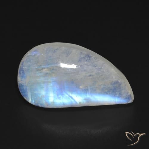 11.64ct Naturale Bianco bluastro Pietra di luna arcobaleno, Taglio a fantasia, Trasparente